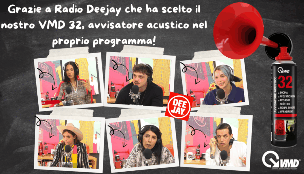 Grazie a Radio Deejay che ha scelto il nostro VMD 32, avvisatore acustico nel proprio programma!